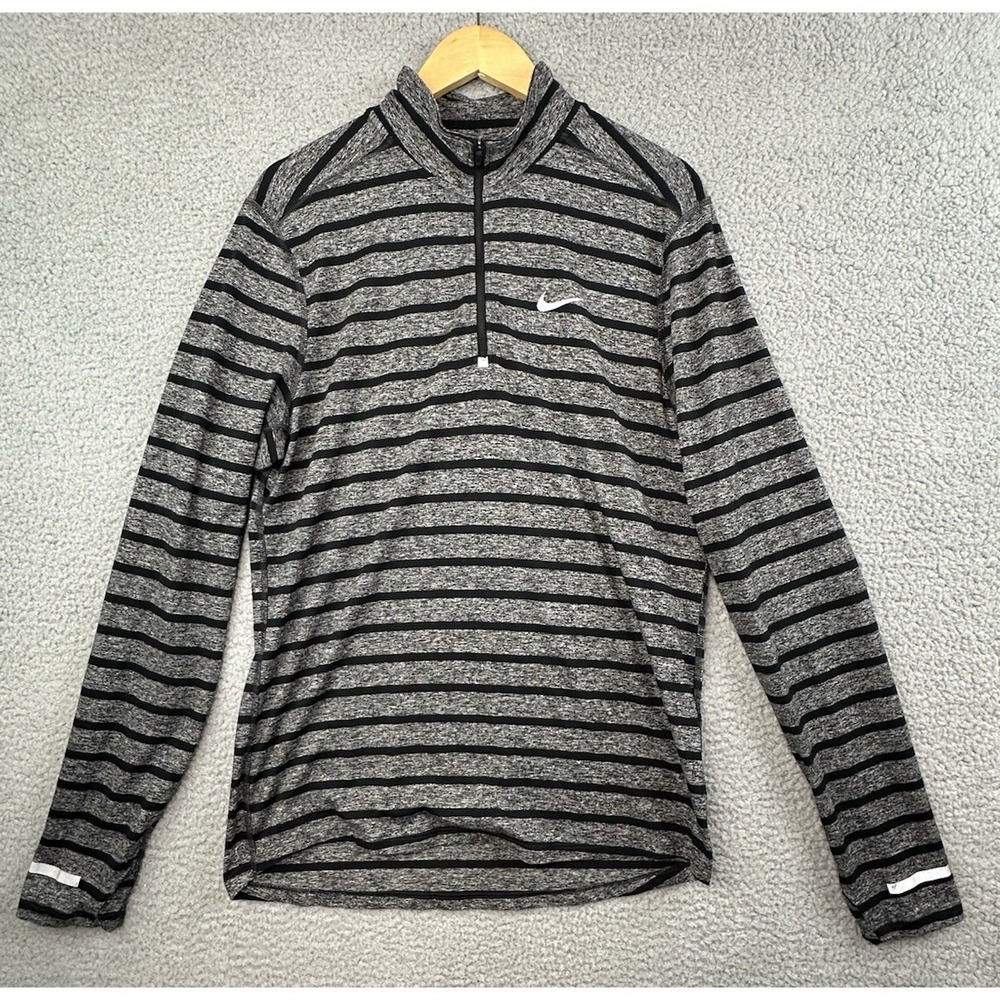 Nike Dri-Fit Vapor Running Shirt Mens Medium Enamel Black 1/4 Zip 799135-010